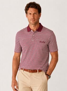 Peter Millar Classic Stripe Polo Shirt Mercerized Cotton Golf Red Stripe Men XXL